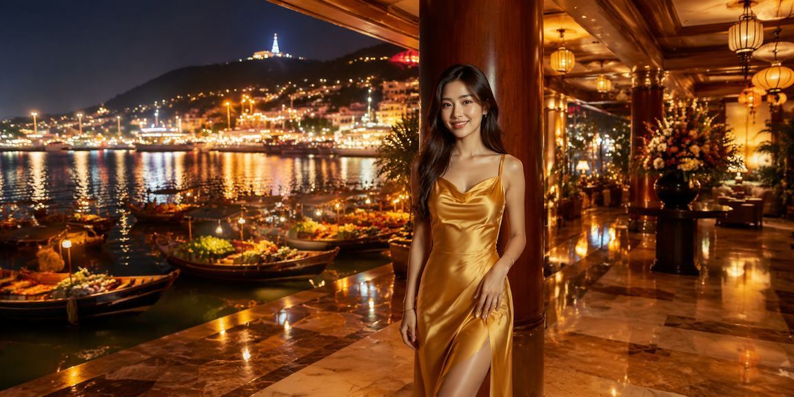 Chợ đêm Vũng Tàu với ánh đèn rực rỡ, gợi lên không khí giải trí và cá cược cuối tuần